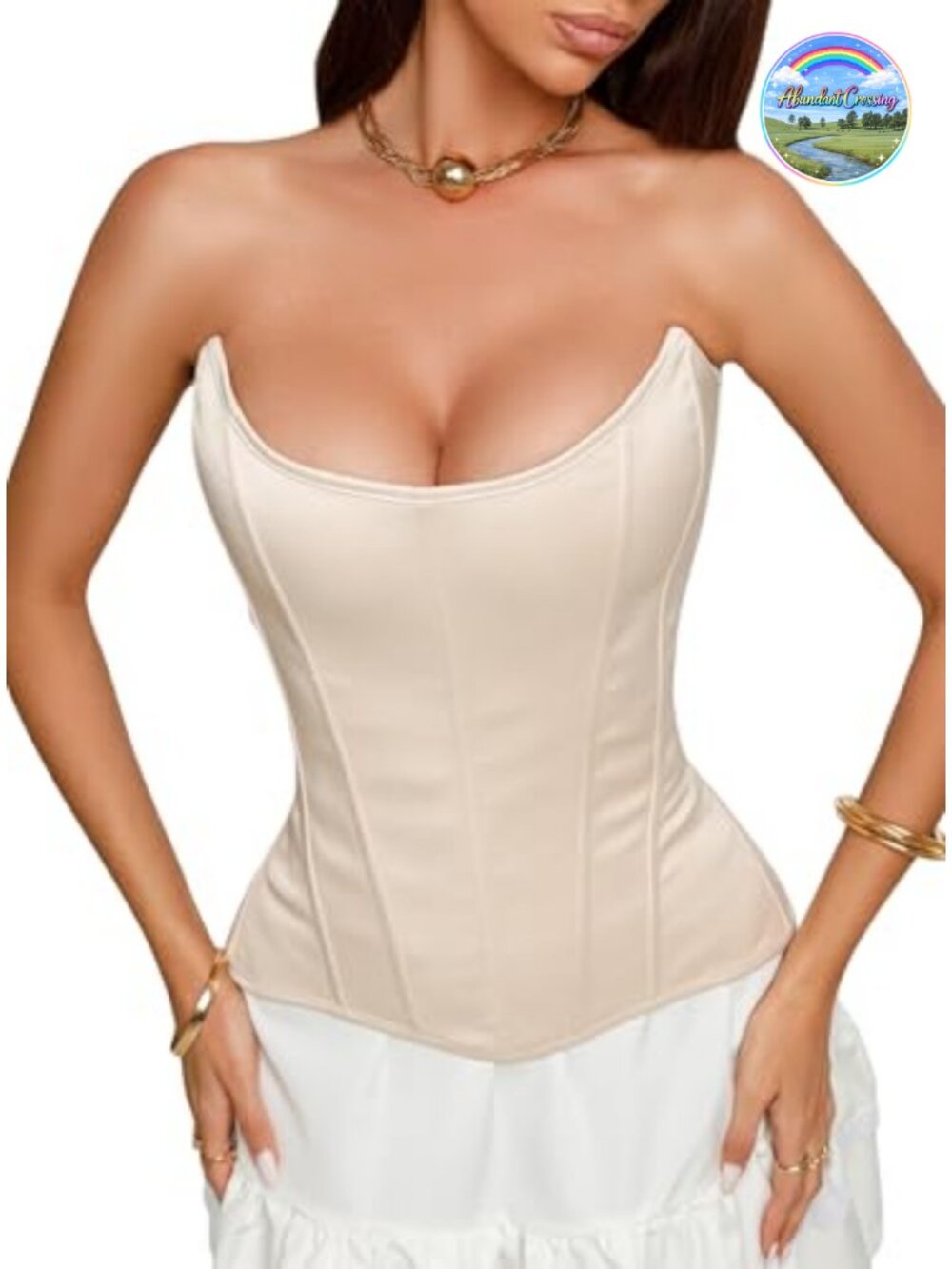 Satin Overbust Corset Top with Steel Boning Lace Up Back, Sweetheart Neck